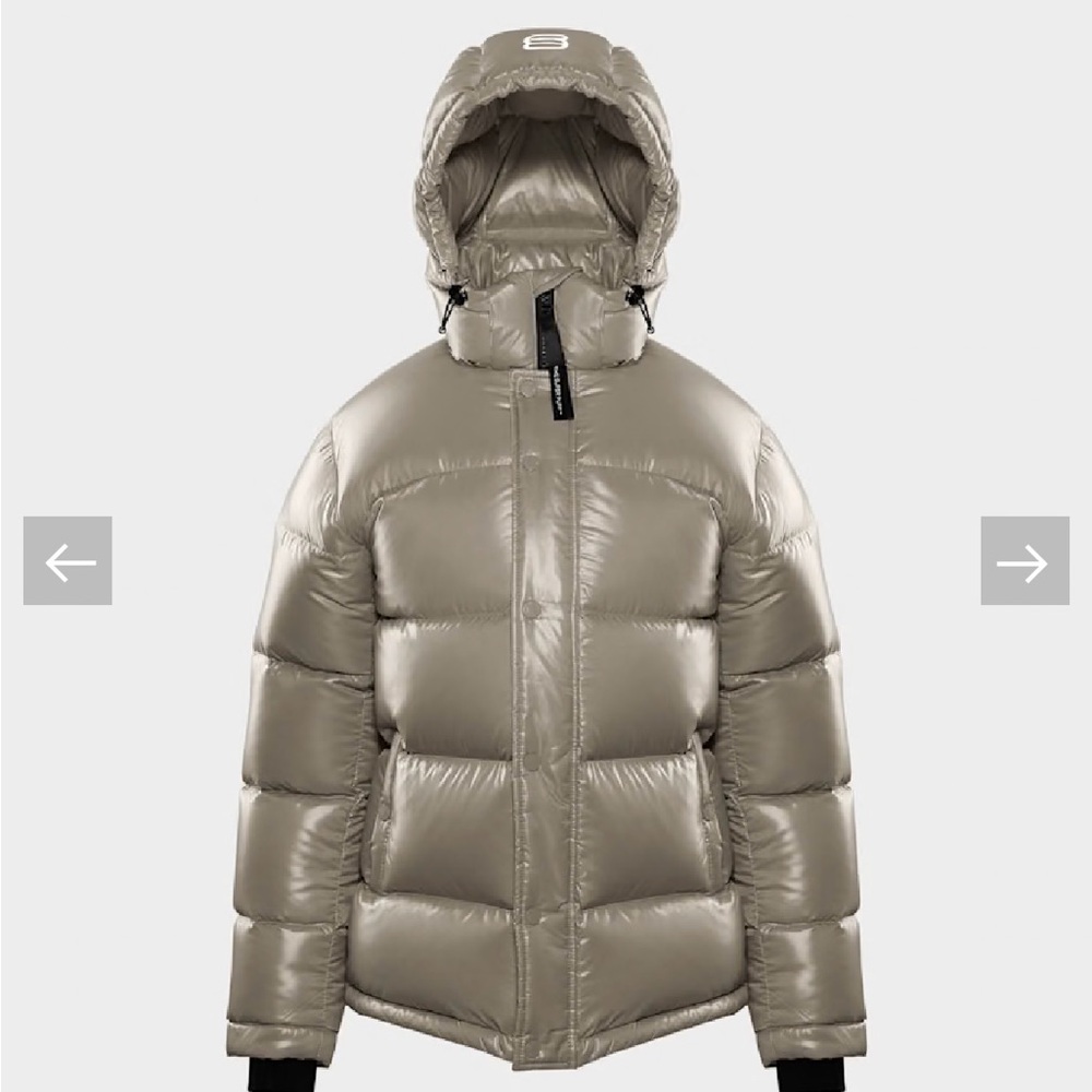 Aritzia Super Puff Jacket in Hi Gloss Modern Taupe